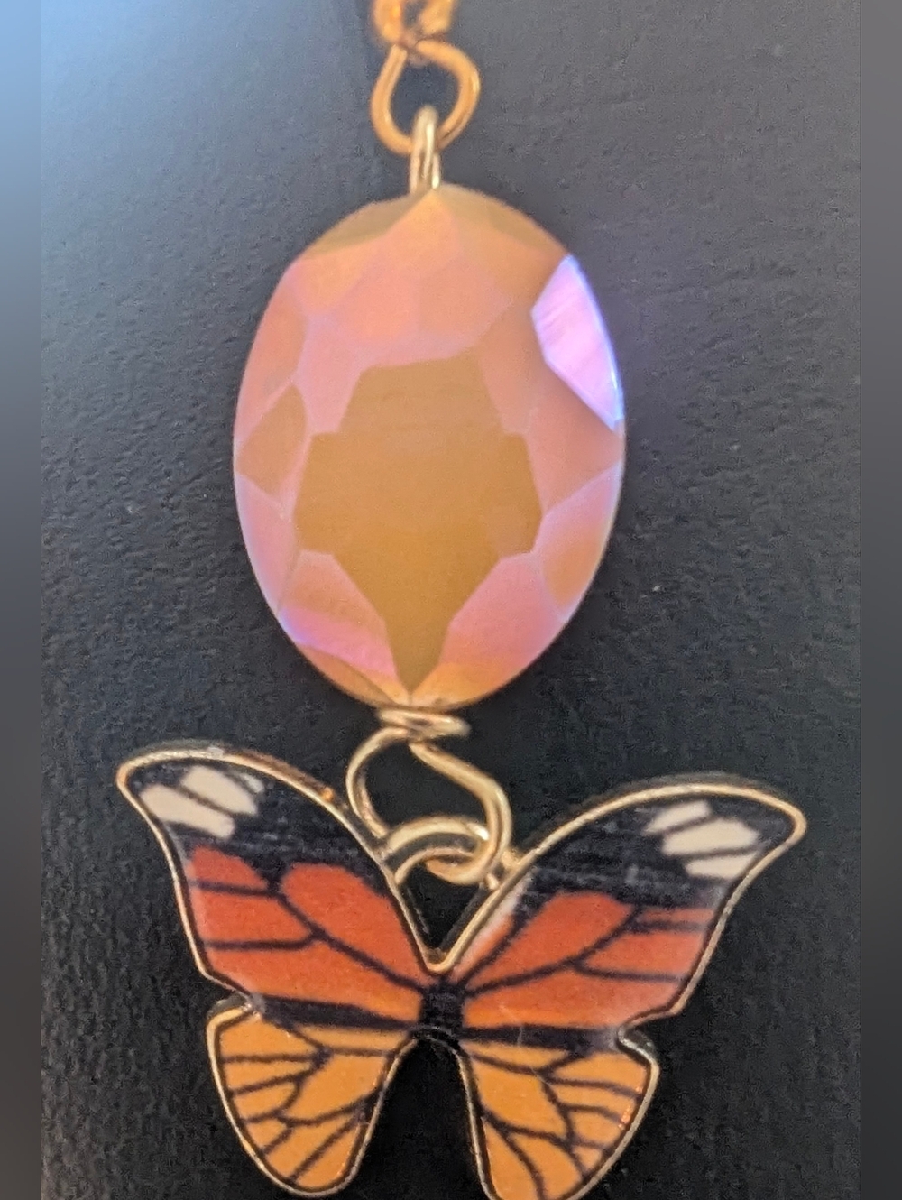 NEW PrimalNeed OOAK, handcrafted, Monarch Migration Gold-tone Earrings - Picture 2 of 4